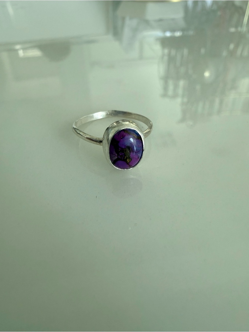 Dainty Purple Dream Mojave Turquoise with Sterling Silver Ring - size 5.5
